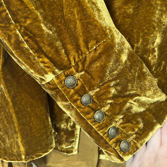 Free People Faye Velvet Moto Jacket Gold Mustard S | BNWT $228 - Picture 8 of 8